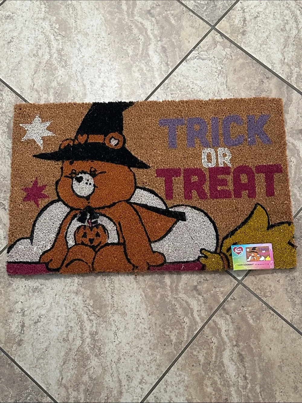 Care Bears Halloween Doormat in Brown Orange Purple